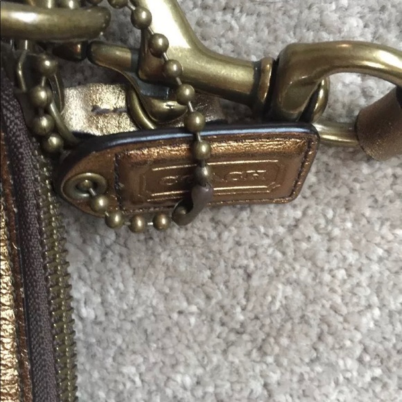 Coach Logo Gold Shoulder Bag Purse Handbag - Picture 3 of 8